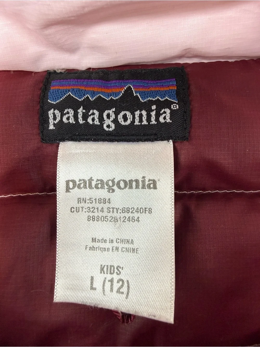 Patagonia Kids Down Sweater Jacket Pink Puffer Girls Large